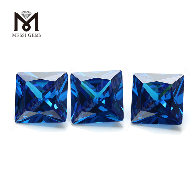 Precio de piedra de zirconia cúbica CZ de topacio azul de forma cuadrada de alta calidad 12 * 12 mm