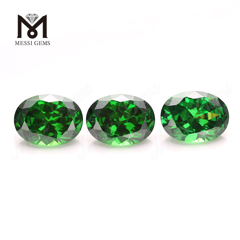 Piedras de zirconia cúbica cz verde esmeralda de forma ovalada al por mayor de 13x18mm