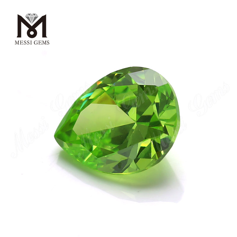 Precio de fábrica pera 10x12 mm Piedra preciosa de circonita cúbica verde manzana