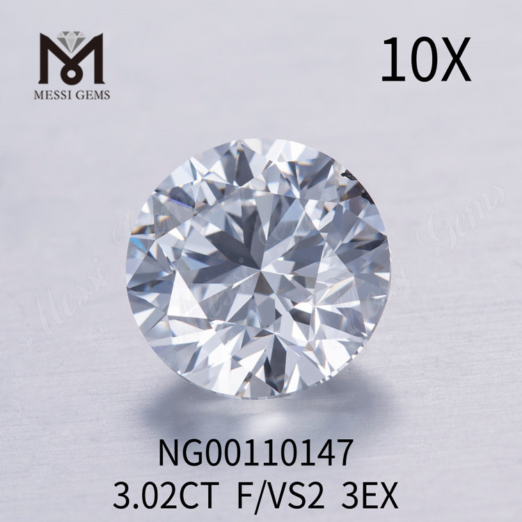 3,02 ct F VS2 diamantes redondos cultivados en laboratorio a la venta