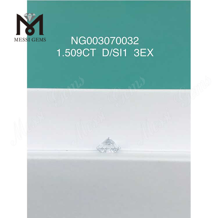 Diamante sintético de gema suelta redonda D SI1 1.509ct Corte EX