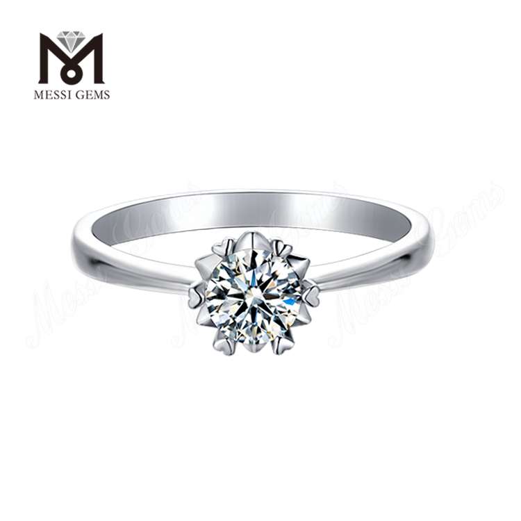 Messi Gems anillo de plata de ley 925 con diamante moissanite de 1 quilate