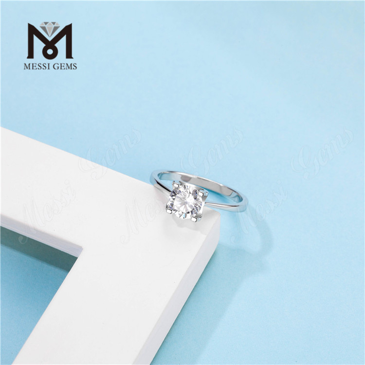Messi Gems compromiso 1 quilate moissanite diamante 925 anillos de plata esterlina mujeres para boda