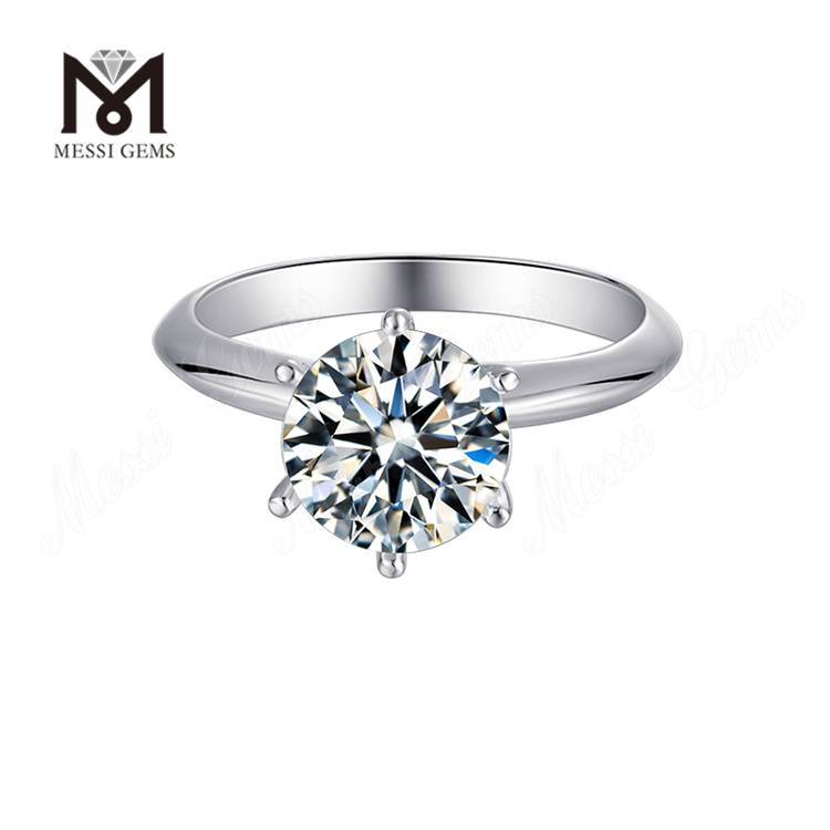 Messi Gems anillo de plata esterlina 925 joyería 14k chapado en oro mujer regalo 3ct moissanite anillo de diamantes
