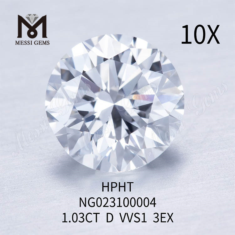 D Color redondo blanco 1.03ct VVS1 EX Corte los mejores diamantes de laboratorio en línea