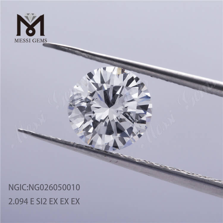 Certificado HPHT CVD NGIC de corte redondo de diamantes cultivados en laboratorio de 2.09ct E SI2