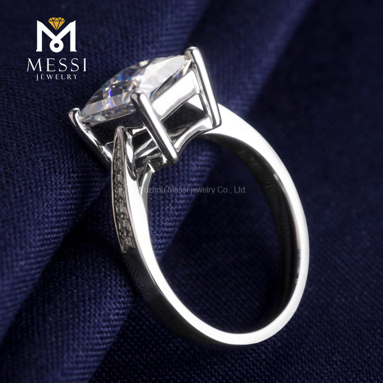 Anillo de diamante cultivado en laboratorio de corte princesa cuadrado Anillo de oro blanco de 14k 18k para joyería de mujer