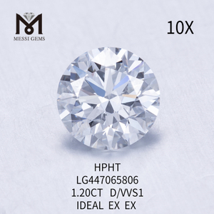 1,20 quilates D VVS1 Diamantes redondos de laboratorio BRILLIANT IDEAL corte HPHT
