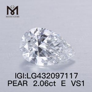 Diamantes cultivados en laboratorio con forma de pera E/VS1 de 2,06 quilates FAIR VG