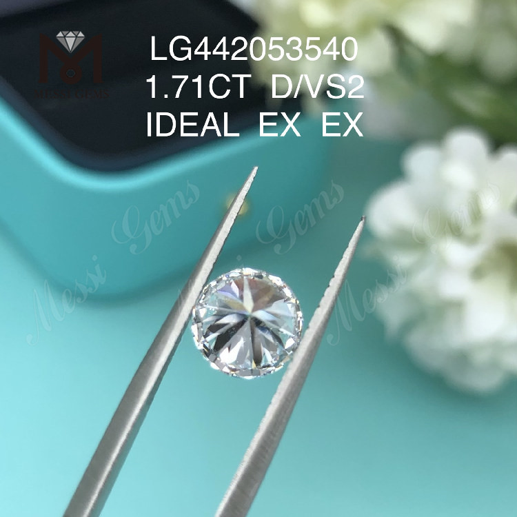 1.71 quilates D VS2 IDEAL Diamantes cultivados en laboratorio chino de corte redondo en oferta