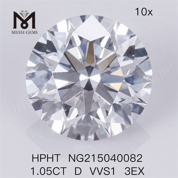 Diamantes de laboratorio brillantes sueltos redondos D VVS1 HPHT 3EX de 1,05 quilates 