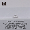 3.60CT CVD SQ E VS1 VG VG lab tienda de diamantes precio de fábrica