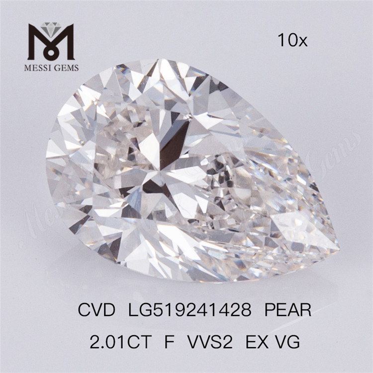 2.01CT F VVS2 EX VG CVD Diamantes de laboratorio de pera