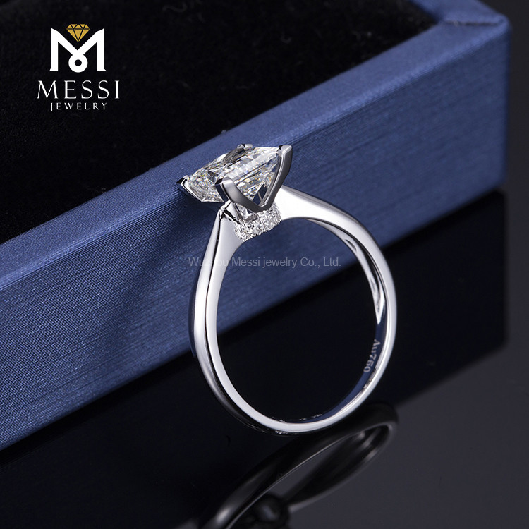 Gran venta de anillo de compromiso de piedra de diamante grande de lujo para mujer