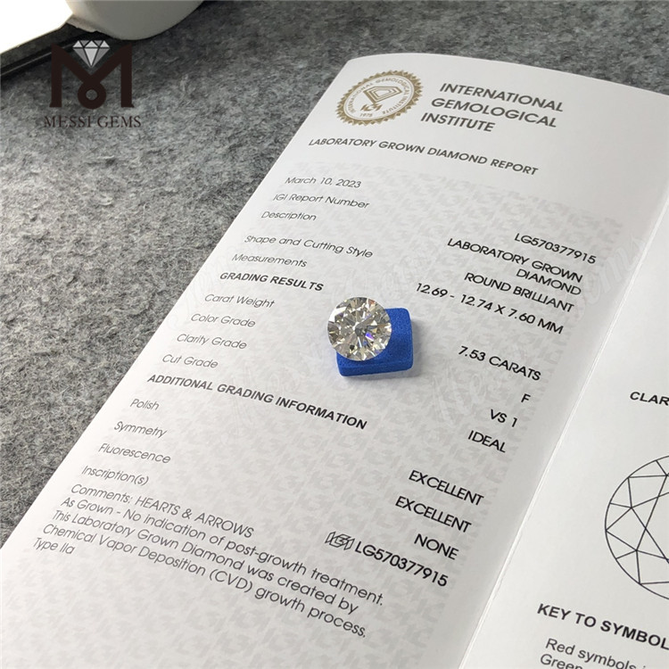 7.53CT F VS1 ID EX EX precio diamante cultivado en laboratorio CVD LG570377915