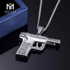 Cadenas de rapero Pistola Hip Hop Joyería de plata Moissanite Collar de piedra