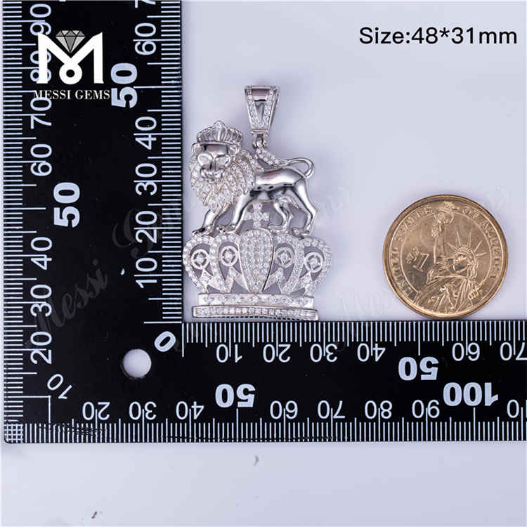 Cadena de rapero personalizada León y diseño de corona Joyería de hip hop barata