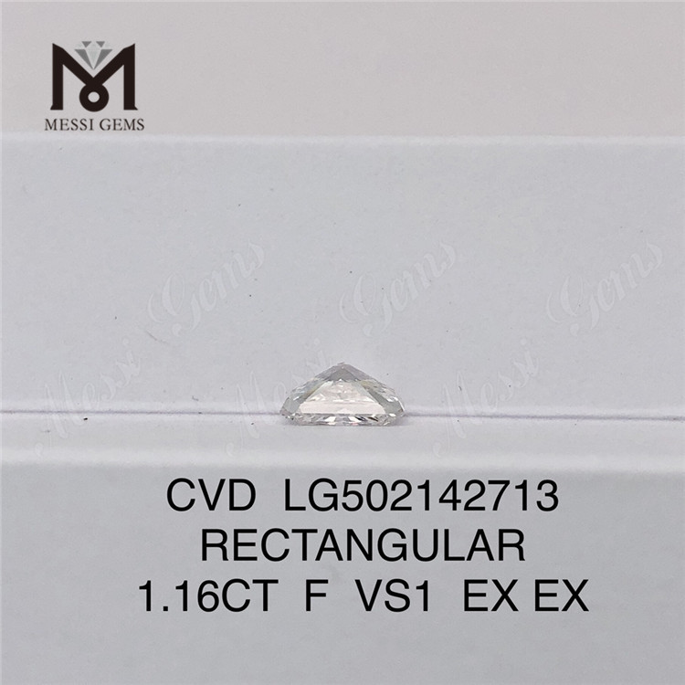 Certificado IGI de diamante cultivado en laboratorio F VS1 EX EX CVD de corte RECTANGULAR de 1,16 quilates