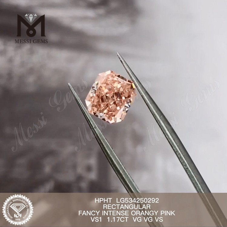 Diamantes sintéticos RECTANGULARES de 1,17 quilates Color rosa HPHT Naranja Rosa Diamantes de laboratorio sueltos LG534250292