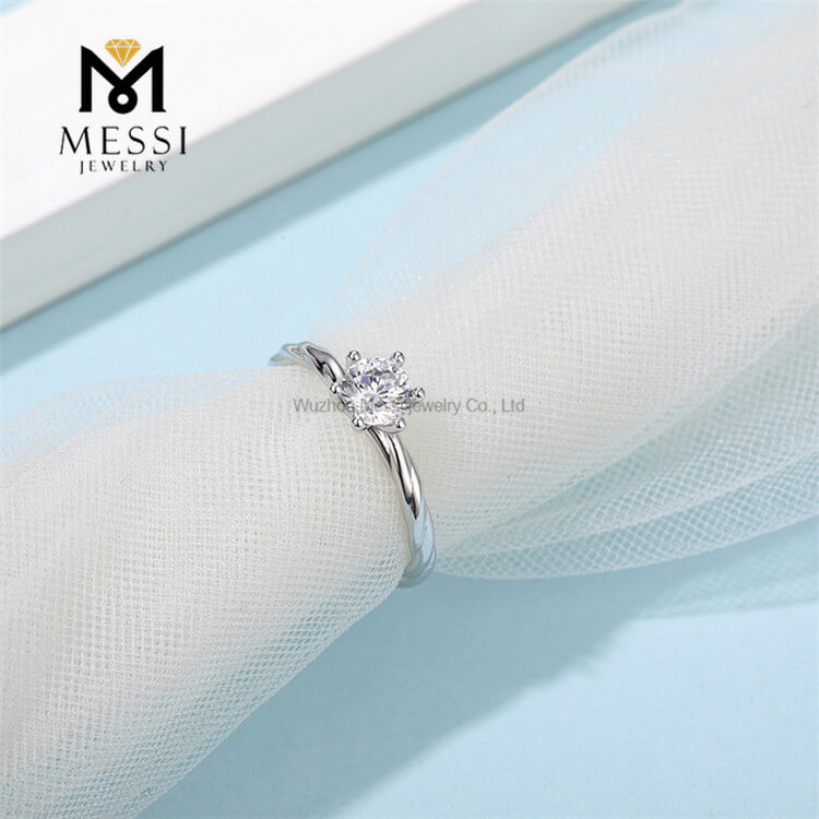 Anillo de plata de ley 925 con diamante moissanite de 2 quilates para boda
