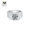 Anillos de plata chapados en oro blanco de 14 quilates y 18 quilates Anillo de moissanita de 9 mm y 3 quilates para hombre