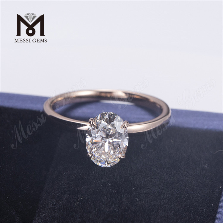 Anillo de bodas con solitario de compromiso en oro rosa de 18 k con diamantes de laboratorio de 1,39 quilates