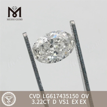 3.22CT D VS1 diamantes ovalados creados por el hombre IGI丨Messigems CVD LG617435150