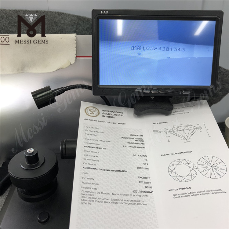 3.21CT G VS2 3EX CVD Diamantes cultivados en laboratorio LG584381343 Una alternativa ética y ecológica 丨Messigems 