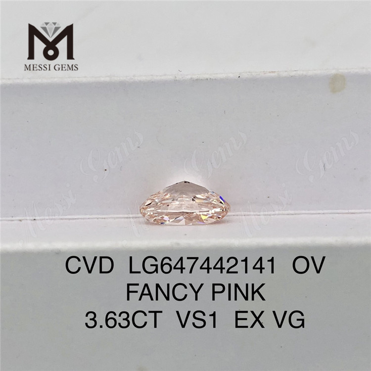 3.63CT OV FANCY PINK VS1 EX VG CVD 3ct Diamante cultivado suelto rosa LG647442141