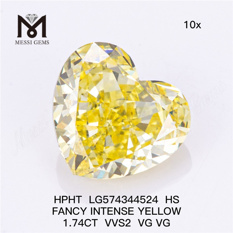 1.74CT VVS2 VG VG HS FANCY AMARILLO INTENSO Diamante amarillo elegante HPHT LG574344524