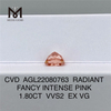 1.80CT VVS2 EX VG Diamantes de laboratorio radiantes al por mayor Rosa FANCY INTENSE PINK Diamond CVD AGL22080763 