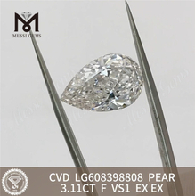 3.11CT F VS1 PEAR Cvd Diamante suelto Elegancia sostenible para diseñadores 丨Messigems CVD LG608398808