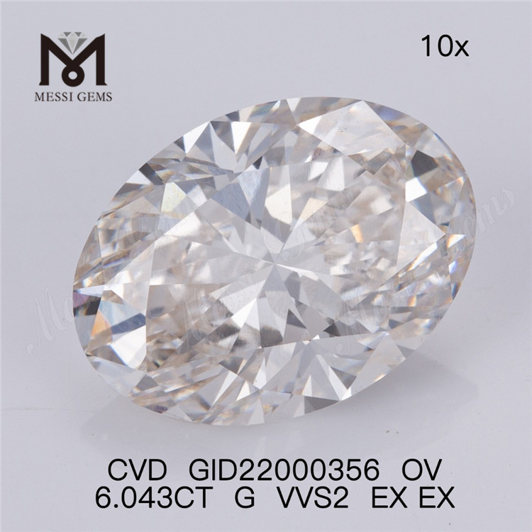 6.043CT G VVS2 EX EX 6ct Diamantes CVD al por mayor OV Sparkle GID22000356丨Messigems