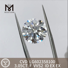 3.05CT F VVS2 Diamantes CVD al por mayor con corte de identificación sin precios altos LG602358100 丨 Messigems 