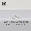 8.37CT D VS1 PEAR Diamante cvd cultivado en laboratorio de 8ct Ético y asequible LG602357759丨Messigems