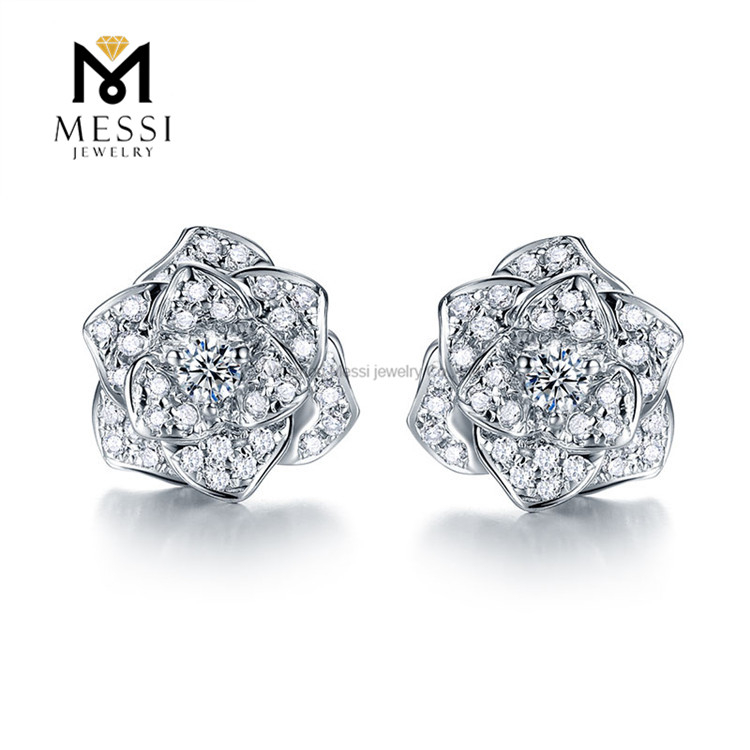 Aretes de oro blanco de 14k, 18k y 1 ct con diamantes para mujer