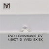 4.59CT D VVS2 EX EX OV 4.5ct CVD Diamante suelto LG595394635