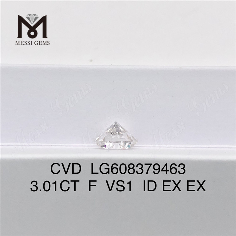 3.01CT F VS1 Diamante de laboratorio cvd redondo de 3 quilates Piedra preciosa ecológica 丨Messigems LG608379463