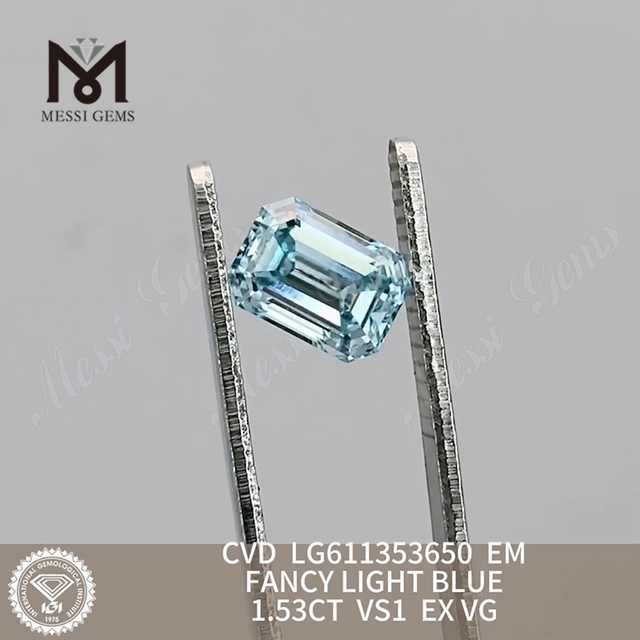 1.53CT VS1 FANCY LIGHT BLUE EM precio de diamante simulado 丨Messigems CVD LG611353650 