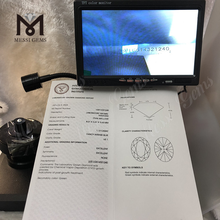 1.13CT FANCY INTENSE BLUE vs1 diamante cultivado en laboratorio En línea LG614321240 丨Messigems
