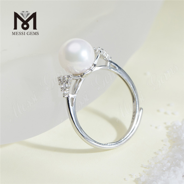 Hermosos anillos de plata con perlas akoya de 8-8,5 mm a la venta