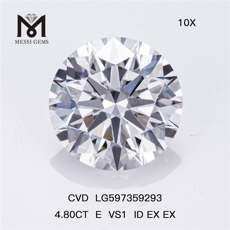 4.80CT E VS1 ID EX EX Diamantes de ingeniería a granel Libera tu brillo CVD LG597359293 丨Messigems