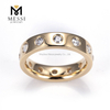 Anillos de diamantes producidos en laboratorio de forma redonda estilo moda en oro amarillo de 18 quilates