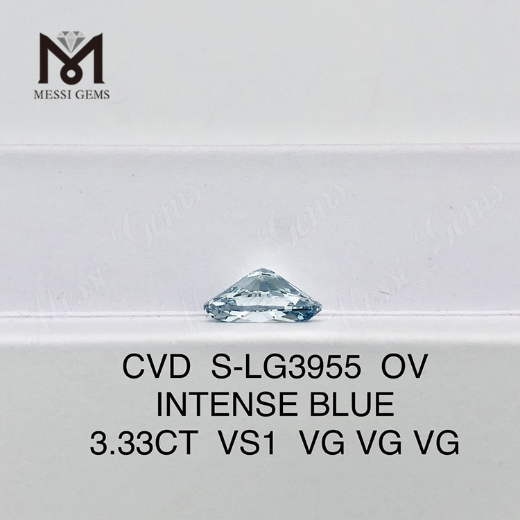 3.33CT VS1 INTENSE BLUE diamante ovalado de laboratorio Pureza y perfección 丨Messigems CVD S-LG3955