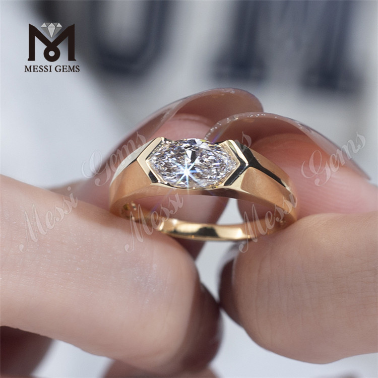 Anillo de compromiso de talla marquesa estilo solitario con diamante cultivado en laboratorio de oro blanco de 18 k