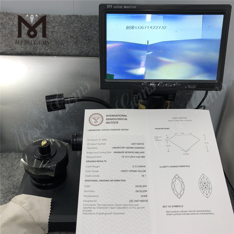 3.12CT marquesa laboratorio amarillo diamantes cultivados vs1 ex cvd lg671422732 